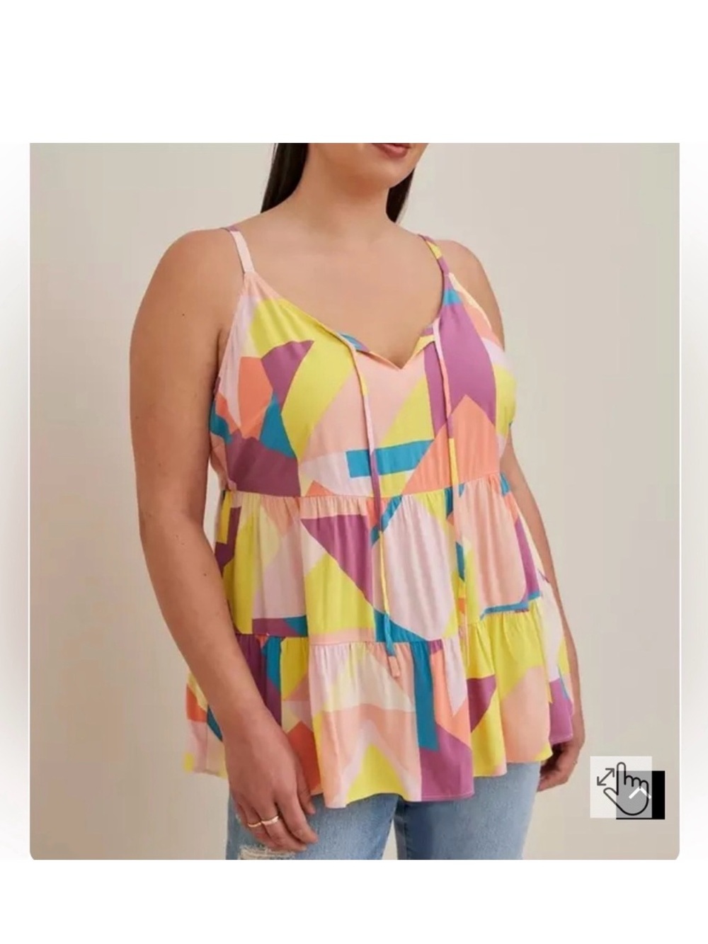 torrid Multicolor Geometric Tiered Camisole - Pink, Yellow, Blue, Purple